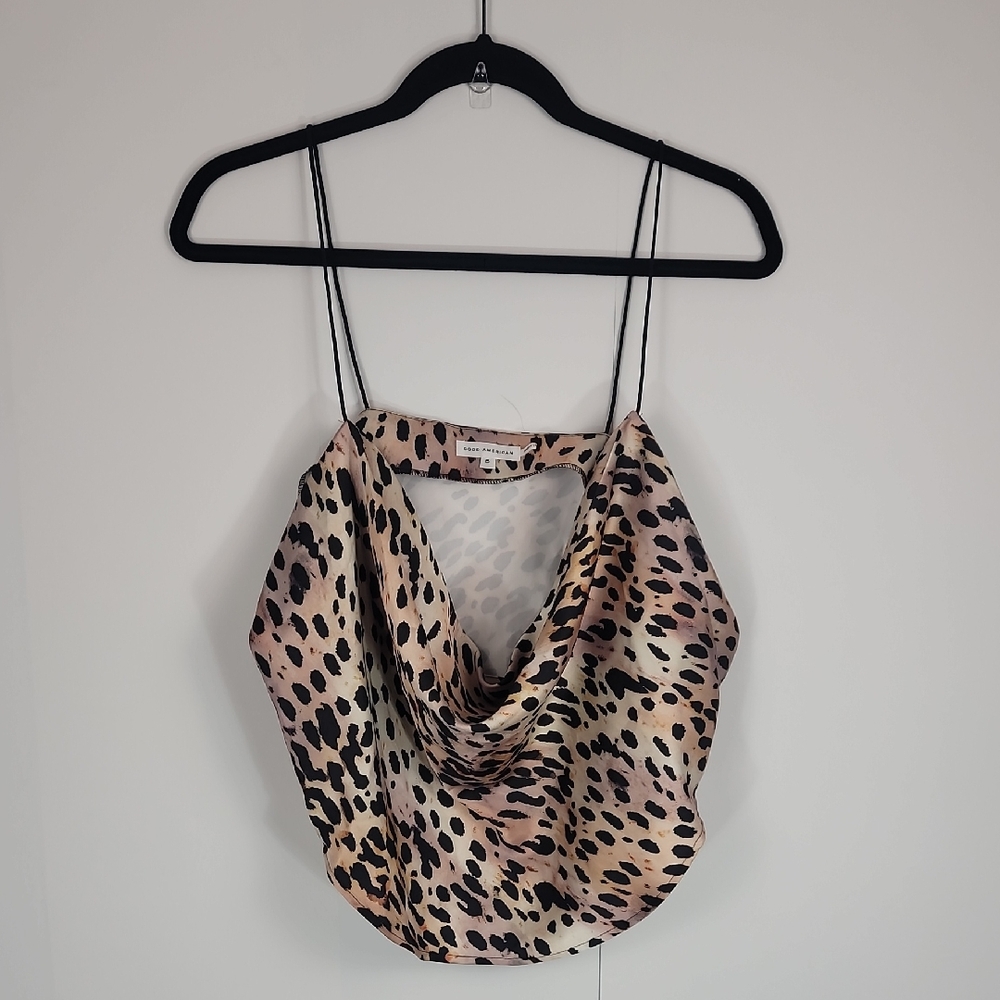 Good American Animal Print Satin Camisole Top - Picture 2 of 5